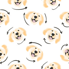 Vector seamless pattern with cute dog