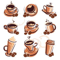 Obraz premium Coffee set. Vector
