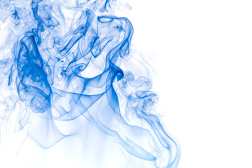 Blue smoke on white background