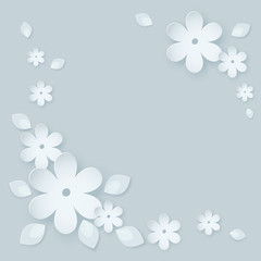 Paper flower background. Vector illustration on light gray blue