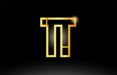 gold black alphabet letter tt t t logo combination icon design
