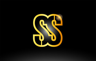gold black alphabet letter ss s s logo combination icon design
