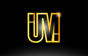 gold black alphabet letter um u m logo combination icon design © dragomirescu