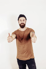 Naklejka premium er ist ein positiver Mann