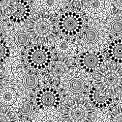 Seamless background  Eastern style black on white . Arabic  Pattern. Mandala ornament. Elements of flowers and leaves. Vector illustration. Use for wallpaper, print packaging paper, textiles.