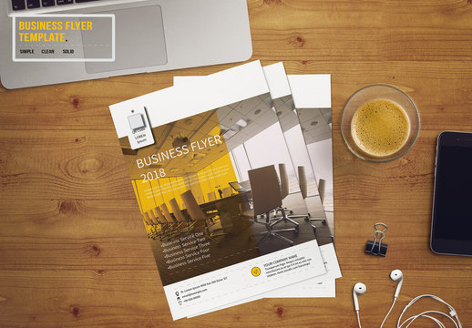 Business Flyer Layout with Yellow and Gray Accents