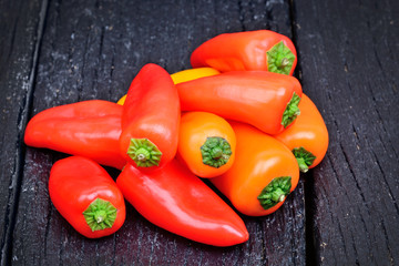 Group of colorful pepper on table