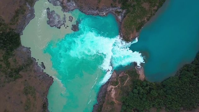 Set of clips. Confluence of the river of Baker and river of Neff, Chile