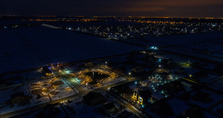 Fototapeta premium night lights in the village from a height