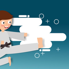 little boy training karate martial art sport kids vector illustration