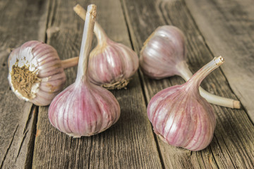 Garlic on a wooden table
