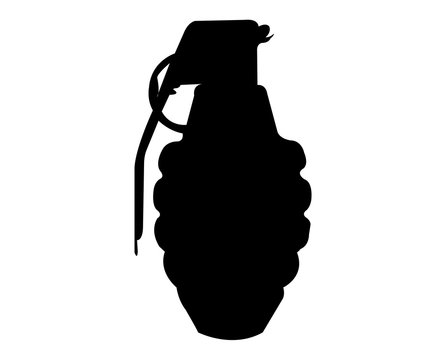 black grenade silhouette on white background clip art preview