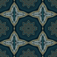 Seamless striped vector pattern with tribal and ethnic motifs