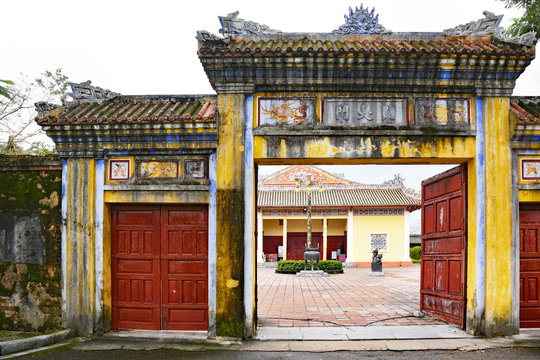 The Duyet Thi Gate at the entrance of the Royal Theatre in the Imperial City, Hue, Vietnam

