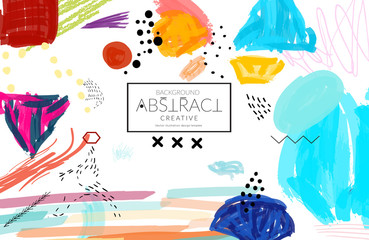 Abstract collage made with scribbles  markercanyon strokesblack geometric shapes