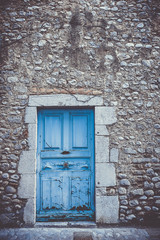 Porte ancienne en bois bleu