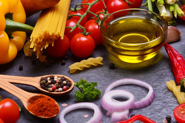 Olive oil with spices and vegetables