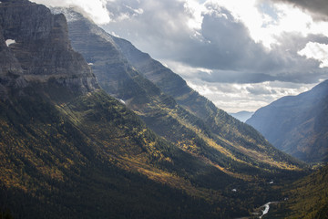 Landscape image of Glacier National Park taken from the Going to The Sun Road. Montana