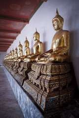 Une serie de statues du bouddha dans le temple de wat Pho à Bangkok 