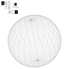 Abstract 3D wireframe geometric shape isolated on white background. 3D sphere
