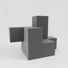 Simple Black Cube Display Or Stand
