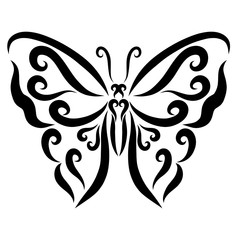 Butterfly with a pattern, smooth lines and curls