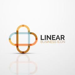 Abstract flower or star minimalistic linear icon, thin line geometric flat symbol for business icon design, abstract button or emblem