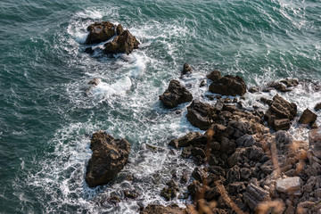 Bulgaria. Cape Kaliakra, Black Sea and a high rocky coast.