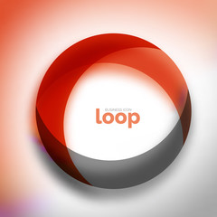 Loop circle business icon, created with glass transparent color shapes