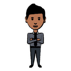 cartoon businessman icon over white background, vector illustration