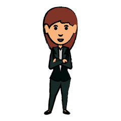 cartoon businesswoman standing icon over white background, vector illustration