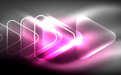 Glowing vector triangle geometric shapes in dark space