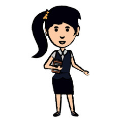 cartoon businesswoman standing icon over white background, vector illustration