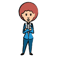 cartoon young businesswoman icon over white background, vector illustration