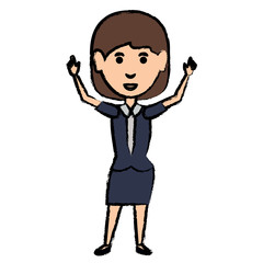 cartoon young businesswoman icon over white background, vector illustration