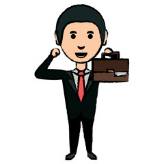 cartoon young businessman standing icon over white background, colorful design. vector illustration