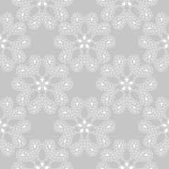 White floral seamless pattern on gray background