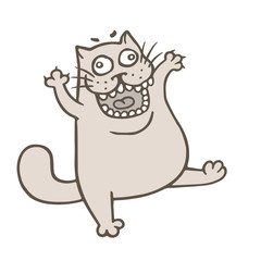 Crazy cartoon cat. Vector illustration