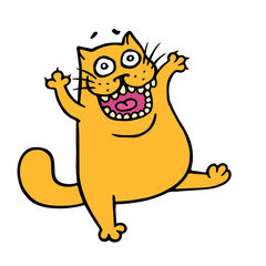 Angry cartoon orange cat. Vector illustration.