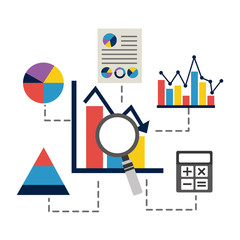 bar graph statistics analysis calculator business  vector illustration