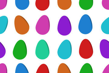 Vector realistic isolated seamless pattern with papercut easter eggs for decoration and covering on the white background. Concept of Happy Easter.