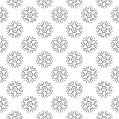 Black and white monochrome floral seamless pattern