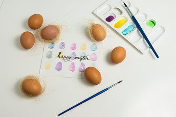 Fototapeta na wymiar Eggs prepared to be painted for Easter