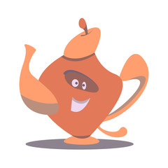 Cartoon kettle.Vector illustration.
