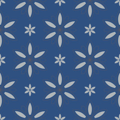 Seamless floral pattern. Dark blue background with flower designs