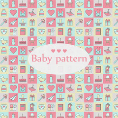 New Born Baby  seamless pattern. Square design colorful pattern.