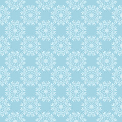 White floral seamless pattern on blue background