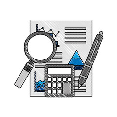 statistics analysis business financial report document calculator pen  vector illustration