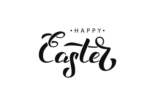 Vector realistic isolated lettering for Easter for decoration and covering on the white background. Concept of Happy Easter.