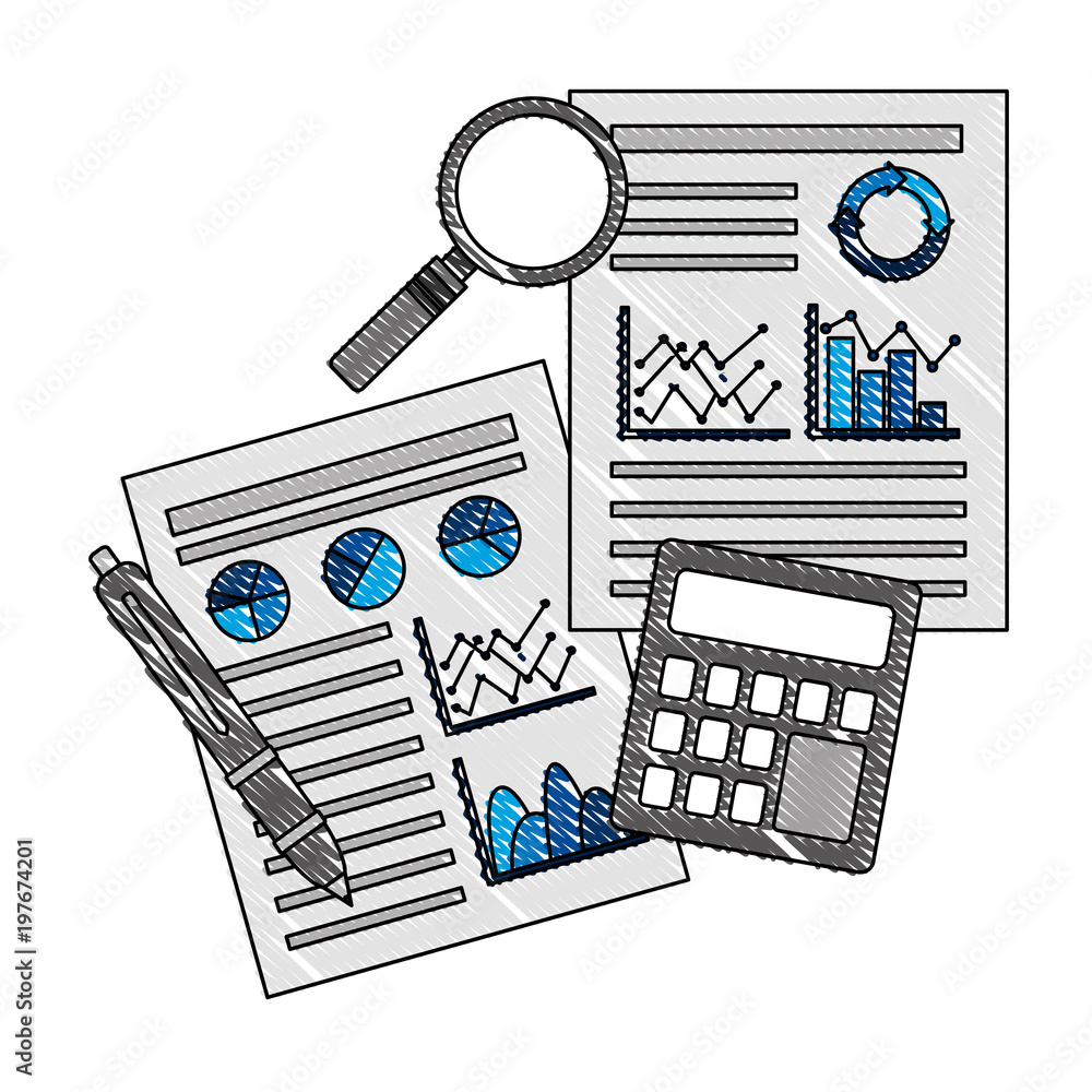 Poster documents statistic data analysis financial analytics strategic report vector illustration